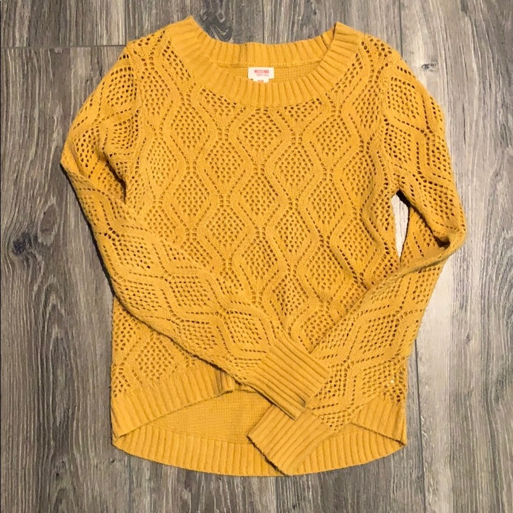 Mustard yellow open knit sweater